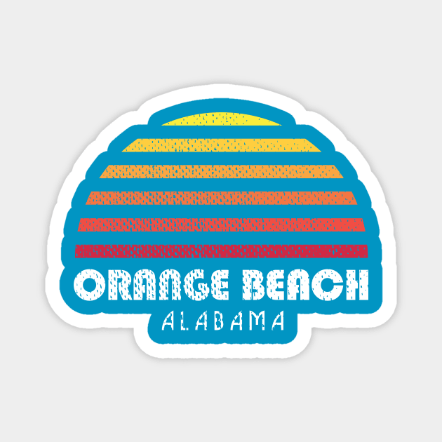 Orange Beach Alabama Retro Vintage Style Distressed Sunset Magnet by PodDesignShop