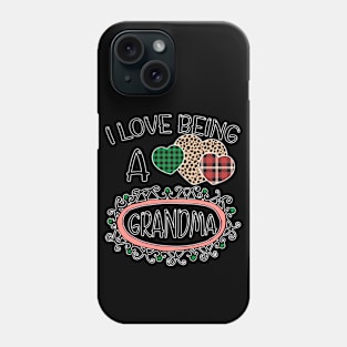 I Love Being Grandma Heart Valentine's Day 2021 Red Plaid Phone Case