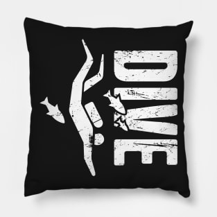 DIVE | Distressed Scuba Diving Design Pillow