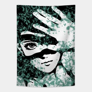 Punk Fashion Style Retro Green Glowing Girl Tapestry