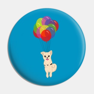 Puppy with Floating Balloons Pin