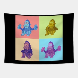 Monkey with Cymbals - Brain Empty - Pop art Tapestry