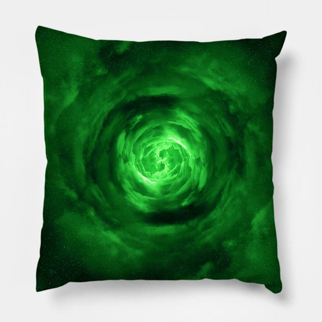 Green Wormhole in Space Pillow by The Black Panther