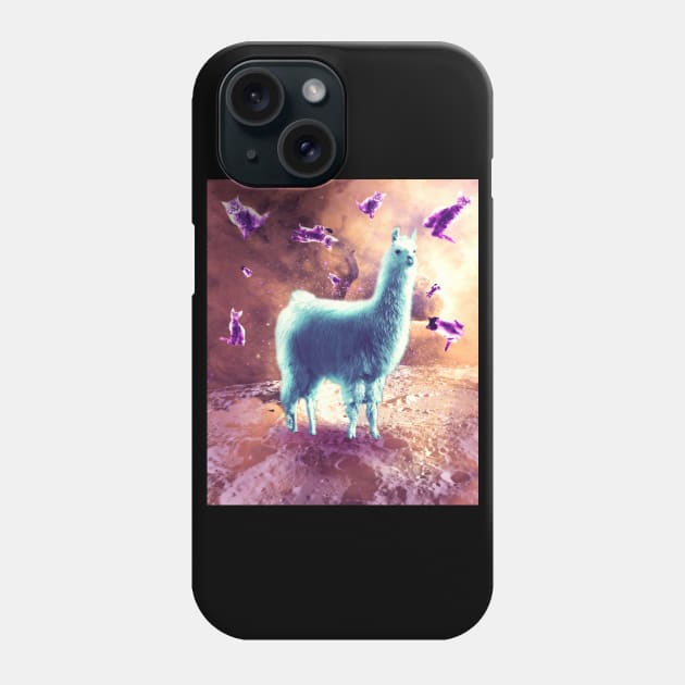 Outer Space Galaxy Cat With Llama Phone Case by Random Galaxy