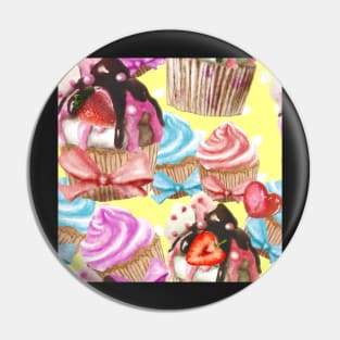 Cupcake Pattern Yellow Pin