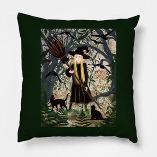 Witch with a broom Pillow