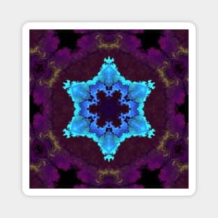 Psychedelic Mandala Flower Blue and Purple Magnet