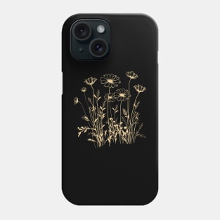 Wildflower Line Art Golden Meadow Phone Case