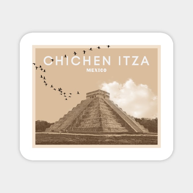 Chichen Itza Mexico Mayan Pyramid El Castillo Art Magnet by boholoc0