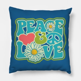 LOVE PEACE RETRO Style 60s 70s Color Blast Distressed Hippie T-Shirt Pillow