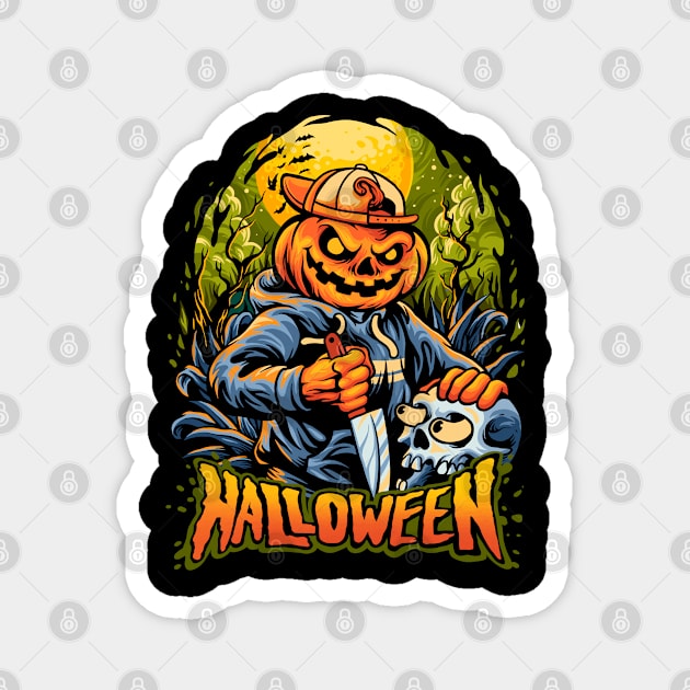 Halloween pumpkin head terror Magnet by sharukhdesign