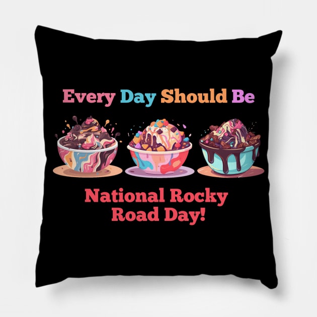 Rocky Road Delight: Celebrate Every Day! Pillow by Phygital Fusion