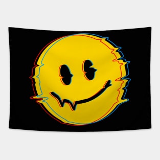 70s Smile Face Glitch Tapestry