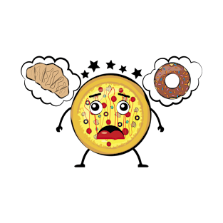 Confused Pizza Is Craving For Sweet - Funny Character Illustration T-Shirt