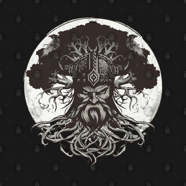 Yggdrasil With Odin And His Ravens Huginn And Muninn by Norse Magic