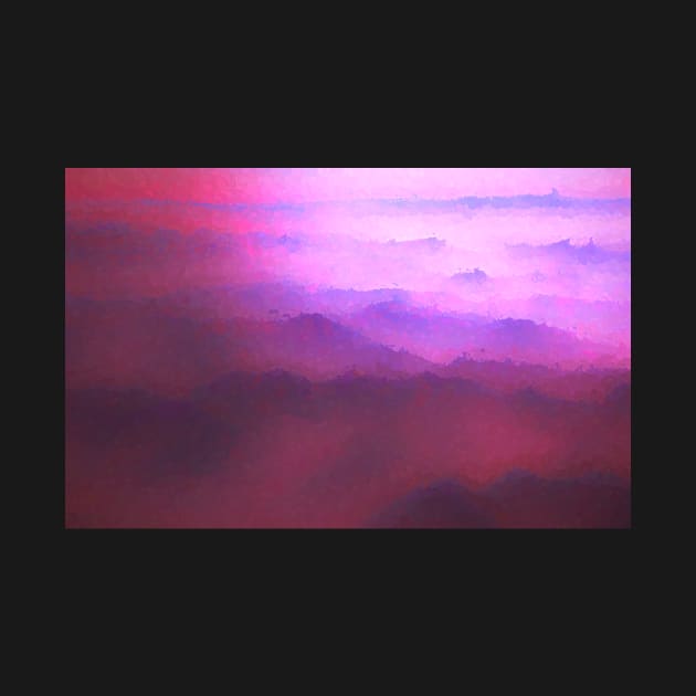 Misty Mountains - unearthly landscape with mountain peaks in pink and purple (impressionist style) by AtlasMirabilis