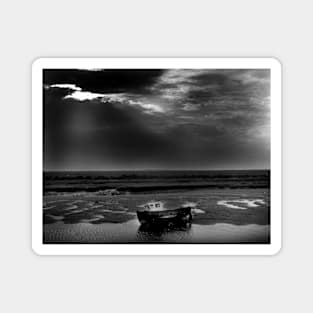 Fishing boat at low tide at Burnham Overy Staithe, Norfolk, UK Magnet