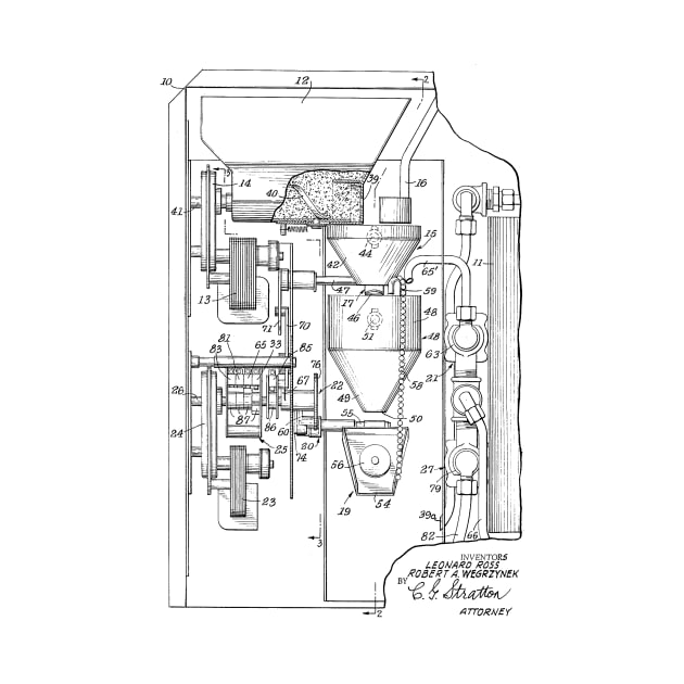 Coffee Brewing Machine Vintage Patent Hand Drawing by TheYoungDesigns