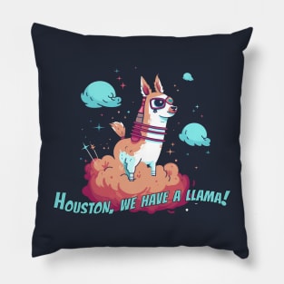 Llama Riding Rocket Through Galaxy T-Shirt Design Pillow