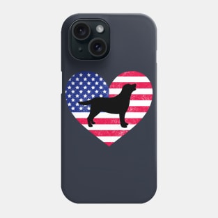 Black Labrador Retriever and Stars and Stripes Phone Case