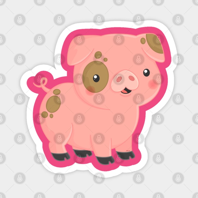 Cute Pink Pig Pinto Design Magnet by creative