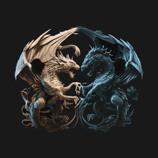 Epic Battle of Mythical Creatures - Illustration Artwork T-Shirt