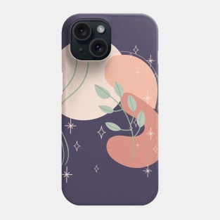 Abstract shapes stars and leaves digital design illustration Phone Case