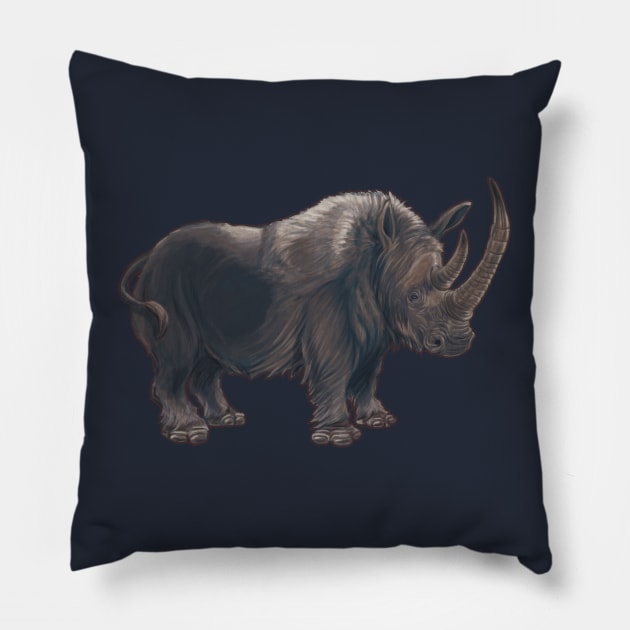 Coelodonta antiquitatis (Woolly Rhinoceros) Pillow by CoffeeBlack