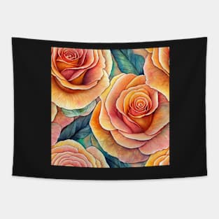 Watercolor rose pattern design Tapestry