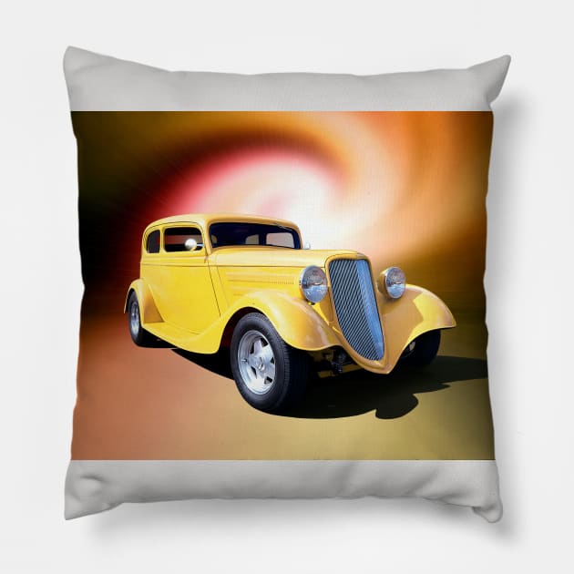 Yellow 34 Ford Coupe Pillow by Burtney
