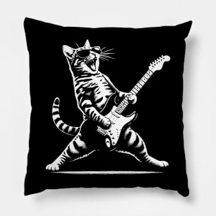 Guitar Cat Novelty Rock Music Band Concert Funny Cat Pillow