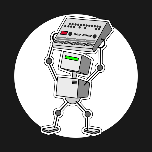 Robot Holding Drum Machine Mono Tint by Atomic Malibu