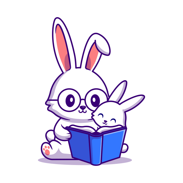 Rabbit Mother And Baby Rabbit Reading Book by Catalyst Labs