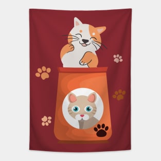 Cat in food bag Tapestry