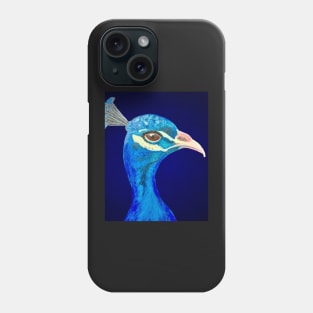 Peacock portrait acrylic painting Phone Case