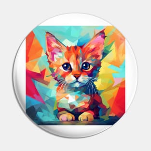 Colourful shapes kitty Pin