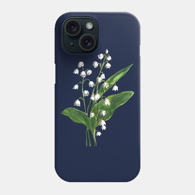 Lily of the valley Flowers Watercolor Painting Phone Case by Ratna Arts