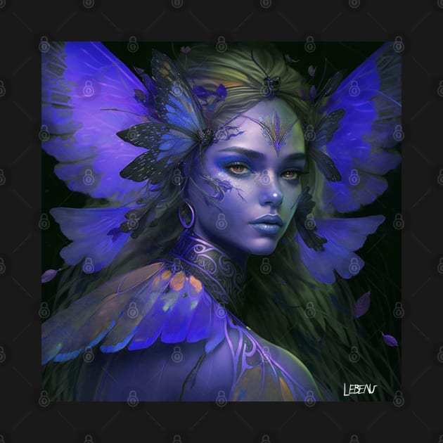 deep tenshi fairy ecopop in butterfly wings in purple art by jorge_lebeau