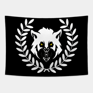 Wolf Head Victory Laurel Wreath Courage Symbol Tapestry