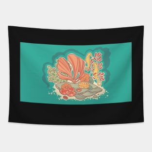 Peppy Yellow Seahorses in a Colorful Coral Reef Tapestry