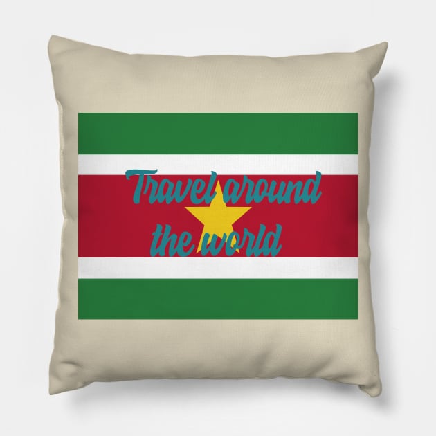 Travel Around the World - Suriname Pillow by Byntar