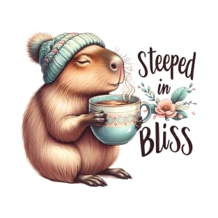 Steeped in Bliss Capybara with Hot Tea T-Shirt