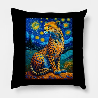 Cheetah in starry night Pillow