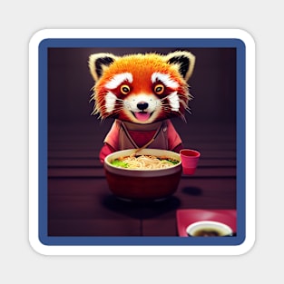 Kawaii Red Panda Eating Ramen Magnet