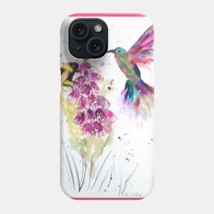 Hummingbird and Foxglove Phone Case