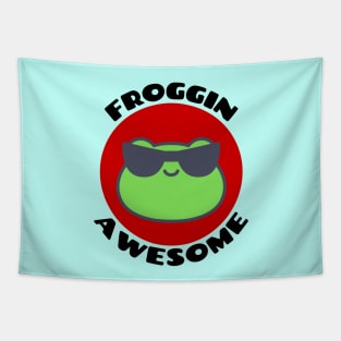 Froggin Awesome | Cute Frog Pun Tapestry