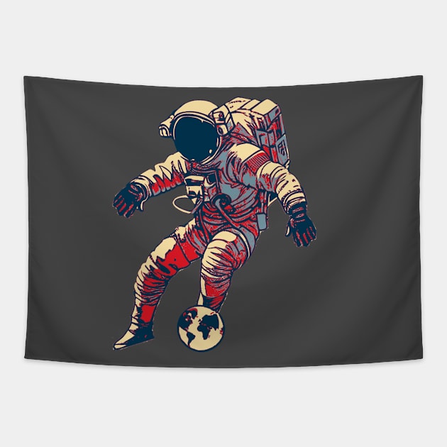 Astronaut Football Player Tapestry by DesignArchitect