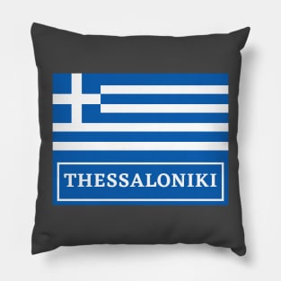 Thessaloniki City with Greek Flag Pillow