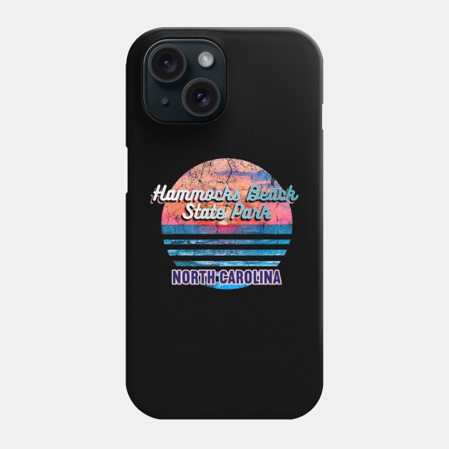 Hammocks Beach State Park North Carolina Retro Sunset Phone Case by AdrianaHolmesArt