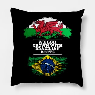 Welsh Grown With Brazilian Roots - Gift for Brazilian With Roots From Brazil Pillow